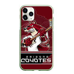 Чехол iPhone 11 Pro матовый Arizona Coyotes, цвет: 3D-салатовый