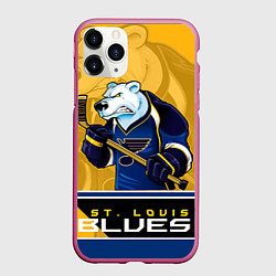 Чехол iPhone 11 Pro матовый St. Louis Blues, цвет: 3D-малиновый