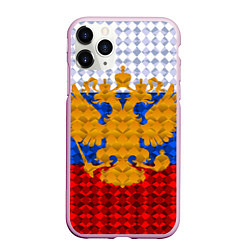 Чехол iPhone 11 Pro матовый Россия: полигоны, цвет: 3D-розовый
