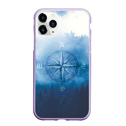 Чехол iPhone 11 Pro матовый Компас приключений, цвет: 3D-светло-сиреневый