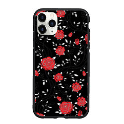 Чехол iPhone 11 Pro матовый Плетение из розочек, цвет: 3D-черный