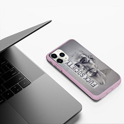 Чехол iPhone 11 Pro матовый Fuck Society, цвет: 3D-розовый — фото 2