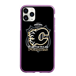 Чехол iPhone 11 Pro матовый Calgary Flames Team, цвет: 3D-фиолетовый