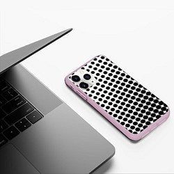 Чехол iPhone 11 Pro матовый Белый в горошек, цвет: 3D-розовый — фото 2