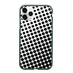 Чехол iPhone 11 Pro матовый Белый в горошек, цвет: 3D-темно-зеленый