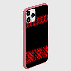 Чехол iPhone 11 Pro матовый Славянский орнамент (на чёрном), цвет: 3D-малиновый — фото 2