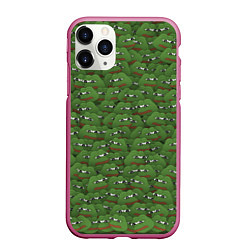 Чехол iPhone 11 Pro матовый Грустные лягушки, цвет: 3D-малиновый