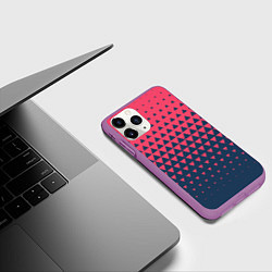 Чехол iPhone 11 Pro матовый Узор из треугольников, цвет: 3D-фиолетовый — фото 2
