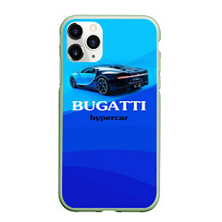 Чехол iPhone 11 Pro матовый Bugatti hypercar, цвет: 3D-салатовый