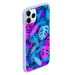 Чехол iPhone 11 Pro матовый Сине-розовые тропики, цвет: 3D-светло-сиреневый — фото 2
