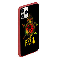 Чехол iPhone 11 Pro матовый Русь для викингов, цвет: 3D-красный — фото 2