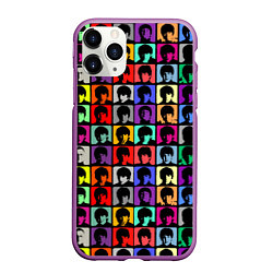 Чехол iPhone 11 Pro матовый The Beatles: pop-art, цвет: 3D-фиолетовый