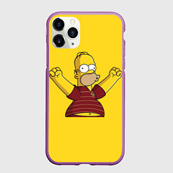Чехол iPhone 11 Pro матовый Гомер-болельщик, цвет: 3D-фиолетовый