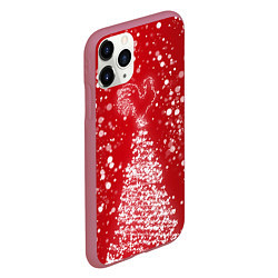 Чехол iPhone 11 Pro матовый Елка и снег, цвет: 3D-малиновый — фото 2