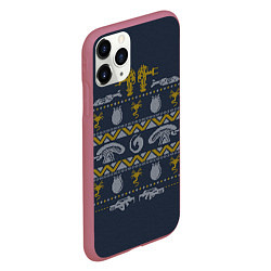 Чехол iPhone 11 Pro матовый Новогодний свитер Чужой, цвет: 3D-малиновый — фото 2