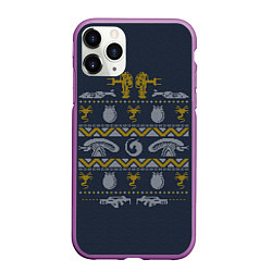 Чехол iPhone 11 Pro матовый Новогодний свитер Чужой, цвет: 3D-фиолетовый