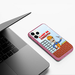Чехол iPhone 11 Pro матовый Строитель 6, цвет: 3D-малиновый — фото 2