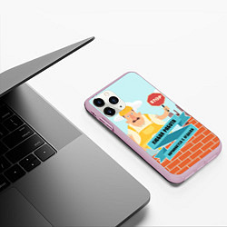 Чехол iPhone 11 Pro матовый Строитель 11, цвет: 3D-розовый — фото 2