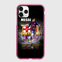 Чехол iPhone 11 Pro матовый Messi FCB, цвет: 3D-малиновый