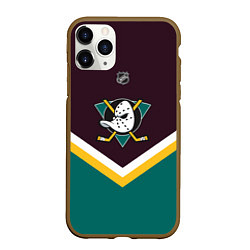 Чехол iPhone 11 Pro матовый NHL: Anaheim Ducks, цвет: 3D-коричневый