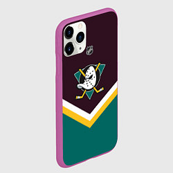 Чехол iPhone 11 Pro матовый NHL: Anaheim Ducks, цвет: 3D-фиолетовый — фото 2