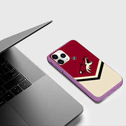 Чехол iPhone 11 Pro матовый NHL: Arizona Coyotes, цвет: 3D-фиолетовый — фото 2