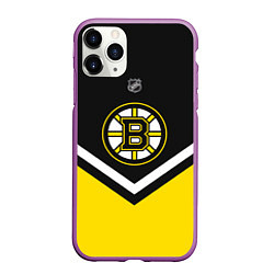 Чехол iPhone 11 Pro матовый NHL: Boston Bruins, цвет: 3D-фиолетовый