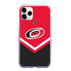 Чехол iPhone 11 Pro матовый NHL: Carolina Hurricanes, цвет: 3D-светло-сиреневый