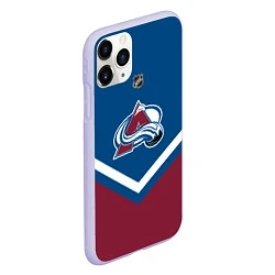 Чехол iPhone 11 Pro матовый NHL: Colorado Avalanche, цвет: 3D-светло-сиреневый — фото 2