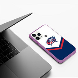 Чехол iPhone 11 Pro матовый NHL: Columbus Blue Jackets, цвет: 3D-фиолетовый — фото 2