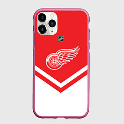 Чехол iPhone 11 Pro матовый NHL: Detroit Red Wings, цвет: 3D-малиновый