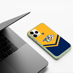 Чехол iPhone 11 Pro матовый NHL: Nashville Predators, цвет: 3D-салатовый — фото 2