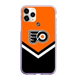Чехол iPhone 11 Pro матовый NHL: Philadelphia Flyers, цвет: 3D-светло-сиреневый