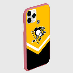 Чехол iPhone 11 Pro матовый NHL: Pittsburgh Penguins, цвет: 3D-малиновый — фото 2