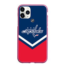 Чехол iPhone 11 Pro матовый NHL: Washington Capitals, цвет: 3D-малиновый