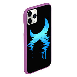 Чехол iPhone 11 Pro матовый Отражение Луны, цвет: 3D-фиолетовый — фото 2