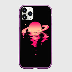 Чехол iPhone 11 Pro матовый Отражение Сатурна, цвет: 3D-фиолетовый