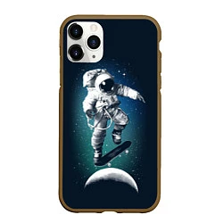 Чехол iPhone 11 Pro матовый Космический скейтбординг, цвет: 3D-коричневый