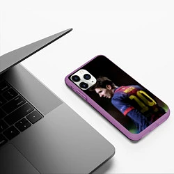 Чехол iPhone 11 Pro матовый Месси 10, цвет: 3D-фиолетовый — фото 2