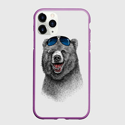 Чехол iPhone 11 Pro матовый Счастливый медведь, цвет: 3D-фиолетовый