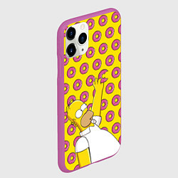 Чехол iPhone 11 Pro матовый Пончики Гомера Симпсона, цвет: 3D-фиолетовый — фото 2