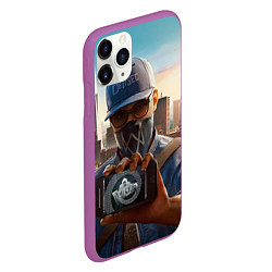 Чехол iPhone 11 Pro матовый Watch Dogs 2, цвет: 3D-фиолетовый — фото 2