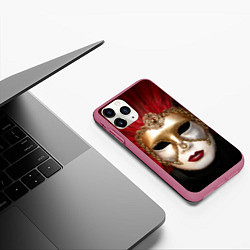 Чехол iPhone 11 Pro матовый Венецианская маска, цвет: 3D-малиновый — фото 2