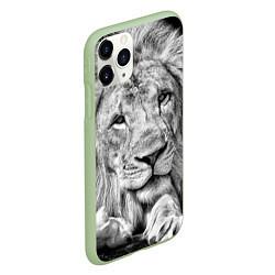 Чехол iPhone 11 Pro матовый Милый лев, цвет: 3D-салатовый — фото 2