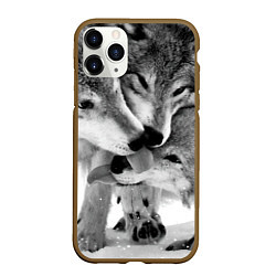 Чехол iPhone 11 Pro матовый Волчья семья, цвет: 3D-коричневый