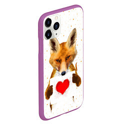 Чехол iPhone 11 Pro матовый Влюбленная лиса, цвет: 3D-фиолетовый — фото 2