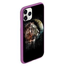 Чехол iPhone 11 Pro матовый Космический тигр, цвет: 3D-фиолетовый — фото 2