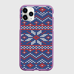 Чехол iPhone 11 Pro матовый Снежинки, цвет: 3D-фиолетовый