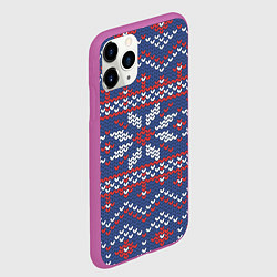 Чехол iPhone 11 Pro матовый Снежинки, цвет: 3D-фиолетовый — фото 2