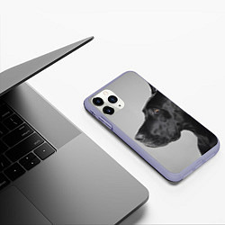 Чехол iPhone 11 Pro матовый Черненый дог, цвет: 3D-светло-сиреневый — фото 2